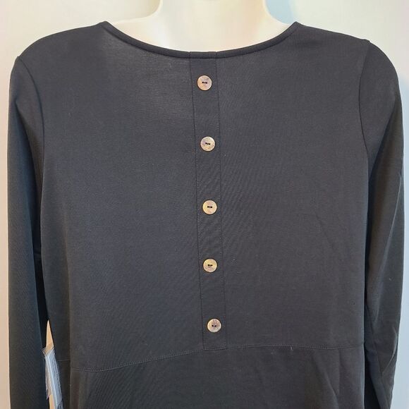 Soft Surroundings Women SP Fairfax Tunic Black Button High Low Pockets NWT - Picture 5 of 11